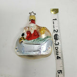 Vintage Painted Glass Figural Santa Claus in Sleigh Christmas Tree Ornament Spun