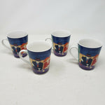 Set of 4 SANGO CAFE Americana Coffee CERAMIC MUGS CUPS #4911 Man & Woman 98