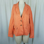 LL Bean Signature Apricot Cotton Summer Weight Blazer Jacket Womens 14 Stretch