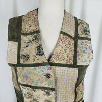 Leather Sound Pig Suede Patchwork Vest Buckle Back Womens S Boho Hippie Country
