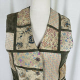 Leather Sound Pig Suede Patchwork Vest Buckle Back Womens S Boho Hippie Country