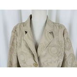 J.Jill Canvas Cotton Embroidered Pleated Fit & Flare Riding Jacket Coat Womens M
