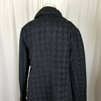 Laura Ashley Black Houndstooth Woven Short Button Up Peacoat Jacket Womens XL 3D