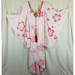 Furisode Kimono Japanese Vintage Geisha Dress Wedding Embroidered Pink Womens XS