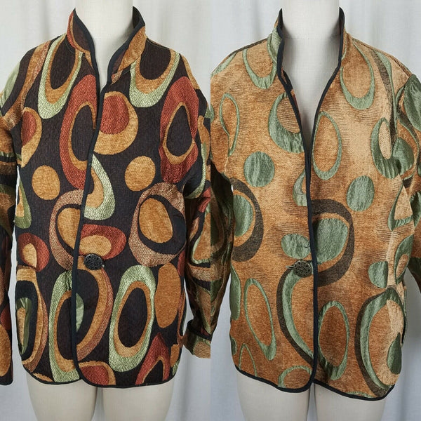Irresistible Reversibles Abstract Soft Tapestry Jacket Blazer Womens S Textured