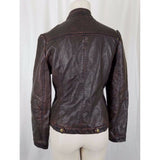 Paparazzi Vegan Leather Moto Jacket Womens L Brown Envelope Asymmetrical Closure