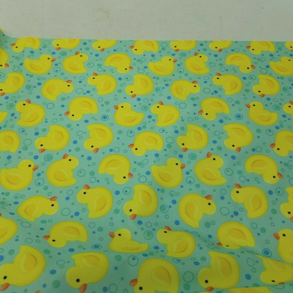 Vintage Coated Yellow Rubber Duck Fabric 4+ Yards Duckie Shower Curtain Material