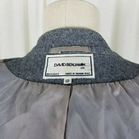 David Benjamin Gray Wool Collarless Wrap Blazer Jacket Womens 12 Vintage 80s