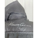 Kenneth Cole Quilted Down Puffer Parka Jacket Womens XS Silver Metallic Gray