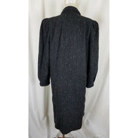 Vintage Karizma Pink Striped Winter Wool Long Maxi Peacoat Coat Womens 10 Black