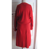 Mr. Mort Knit Wrap Blouson Sweater Dress Leaf Applique Womens M Silk Angora Vtg