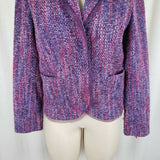 Coldwater Creek Woven Mottled Boucle Textured Blazer Jacket Womens XS Tulle Trim