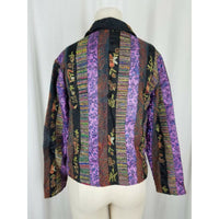 Coldwater Creek Boucle Tapestry Metallic Silk Wool Purple Jacket Womens PXS