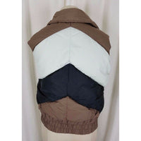 Monika Tilley Profile Down Vest Mens S Chevron Stripe Zip Up Puffer Colorblock