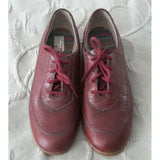 Vintage Sperry Topsiders Lace Up Red Leather Boat Shoes Womens 7.5 Jr Miss