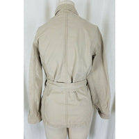 Gap Cotton Canvas Belted Tie Sash Short Trench Coat Jacket Womens XS Tan Button