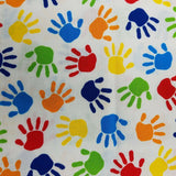 Kindergarten Elementary School Handprints Art Primary Colors Fabric 1/2 yard