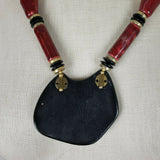 Japanese Lacquer Chunky Pendant NECKLACE Beaded Statement Piece Japan Jewelry