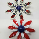 Lot 2 Vintage Antique Floral Metal Enamel Painted Danish Brooches Pins W Germany