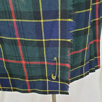 VINTAGE Cairds Mosbrook Wool Tartan Plaid Pinned Wrap Kilt Skirt Womens L Buckle