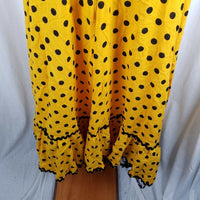 Vintage Yellow and Black Polka Dotted CanCan Twirl Skirt Womens XL Lace Underlay