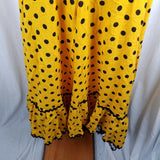 Vintage Yellow and Black Polka Dotted CanCan Twirl Skirt Womens XL Lace Underlay