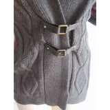 Tommy Hilfiger Buckle Nordic Cable Knit Shawl Collar Sweater Jacket Womens S