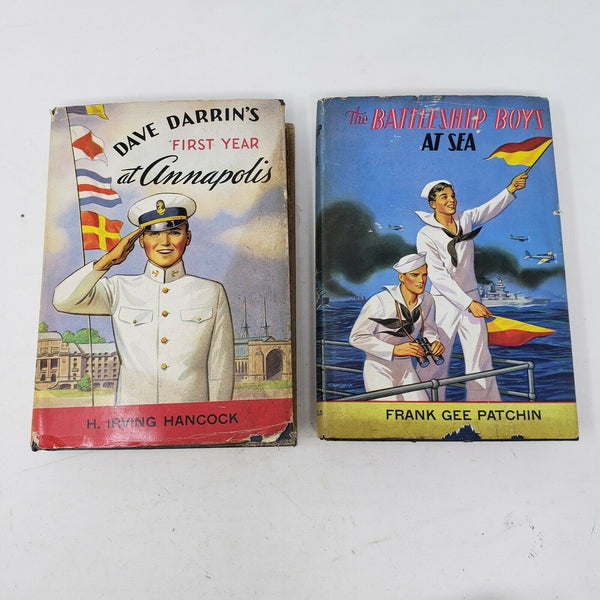 Vintage 1940s Hardcover Books Annapolis Battleship Boys Fiction Lot 2 Saalfield