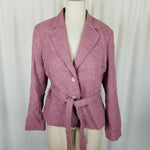 Brooks Brothers Woven in Italy Wool Linen Belted Country Jacket Blazer Womens 12