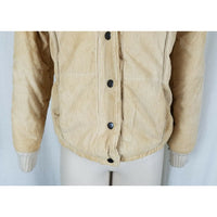 Dawn Imports Shawl Collar Corduroy Puffer Bomber Jacket Womens S Tan Zip Up Snap