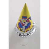 Vintage Circus Clown Happy Birthday Party Paper Cone Hat Yellow Bozo Fringe