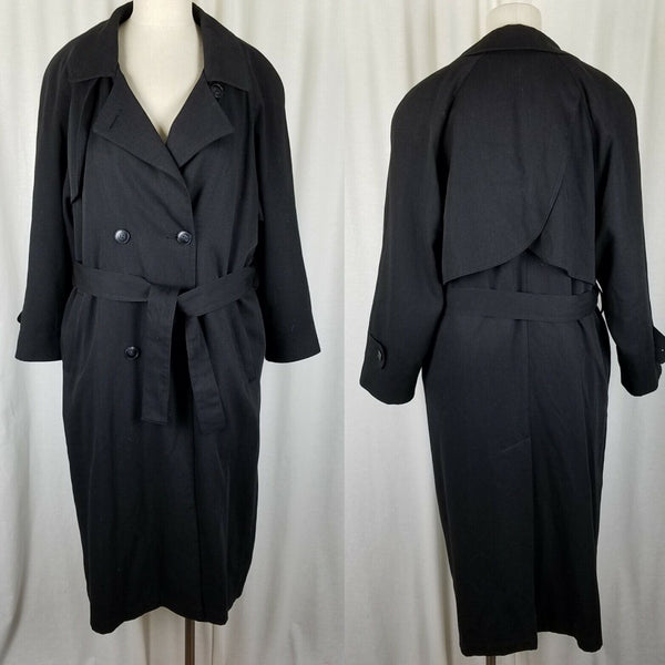 Forecaster Cape Top Wool Flannel Lined Belted Tie Spy Trench Coat Womens 6P USA