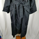 Climate Zone Black Nylon Sheen Speckled Belted Tie Spy Trench Coat Womens 16 80s
