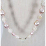 Strand Large Crochet Pink Beads Faux Pearl BEADED NECKLACE Vintage Contemporary