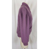 Vintage Outer Scene Faux Shearling Knit Snap Up Sweater Jacket Womens L Purple