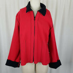 Maralyce Ferree Boutique Fleece Zip Pleated Jacket Womens L Maine USA Red Black