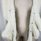 Mystree Vegan Faux Suede Sherpa Lined Drape Ruffled Swing Jacket Coat Womens S