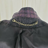 Paul Levy Purple Plaid Mohair Wool Midi Peacoat Womens M  L Vintage 80s Black