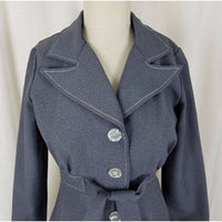 Vintage Plaza South Belted Tie Fit & Flare Dress Trench Coat Womens 10 Gray USA