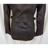Oakwood Classic Brown Leather Full Zip Up Half Belted Insulated Jacket Womens S