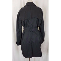 Kenneth Cole Reaction Black Double Breasted Belted Cape Top Trench Coat Womens L