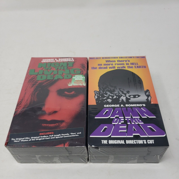 Lot 2 Dawn of the Dead Night of the Living Dead VHS Sets 1995 1996 Directors Cut