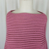 Space Age Ribbed Cable Knit Sweater Cape Poncho Womens S Rose Pink Asymmetrical