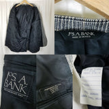Jos. A. Banks 100% Camel Hair Black Plaid Blazer Jacket Sportcoat Mens 44 XLong