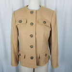 Herbert Grossman by Cynthia Sobel Camel 100% Wool Cropped Jacket Blazer Womens 8
