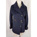 Jeong Gam Double Breasted Winter Wool Navy Peacoat Coat Womens XS S Slim Cut