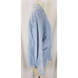 Liz Claiborne Blue Suede Leather Full Button Up Blazer Style Jacket Womens L