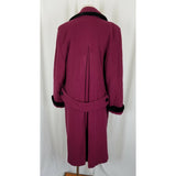 Spiegel Wool Velvet Long Maxi Double Breasted Peacoat Coat Womens 12P Raspberry