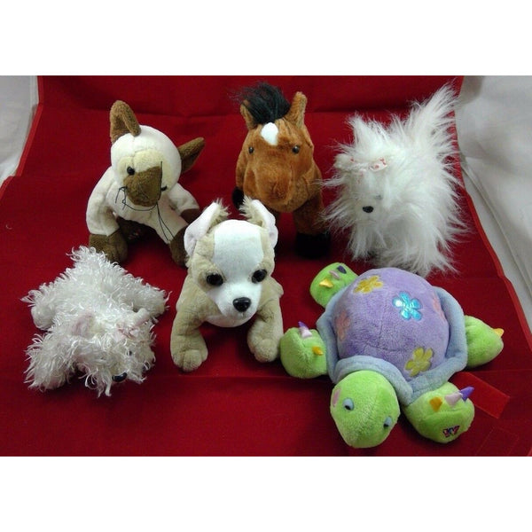 Webkinz Lot of 6 Plush Stuffed Animals 3 Dogs Turtle Cat Horse NO CODES Ganz