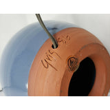 Gris Pottery Vintage Handled Jug Blue Terracotta Table Lamp 1986 10" Signed IL